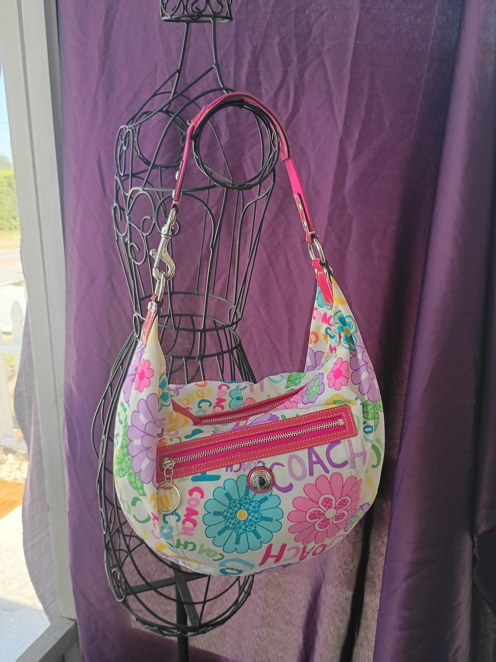 COACH Floral Logo Print Crescent Shoulder Bag in Multicolor - Picture 11 of 13